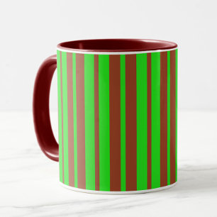 Caneca Padrão de Design de Listras Elegantes Verde Marrom