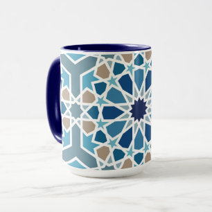 Caneca Padrão de Design Geométrica Árabe