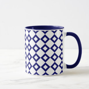 Caneca Padrão de diamante branco e Marinho