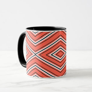 Caneca Padrão de diamante de meados do século em coral, p