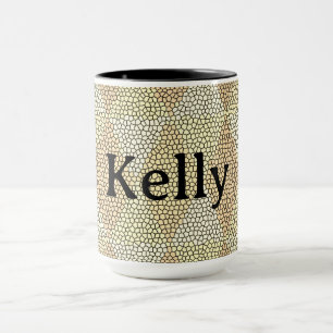 Caneca Padrão de Diamante em Vidro Colorido Dourado