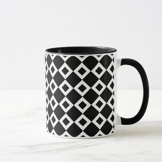 Caneca Padrão de diamante preto e branco (Direita)