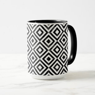 Caneca Padrão de Diamante Preto e Branco da Cobra d'Água