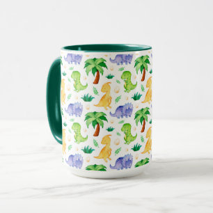 Caneca Padrão de Dinossauro de Neon Watercolor Cute