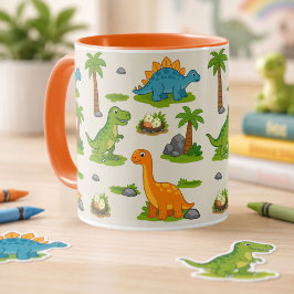 Caneca Padrão de Dinossauro Fofo para Crianças