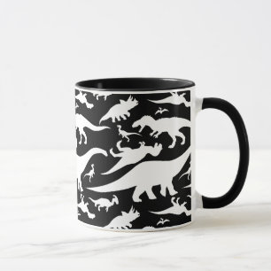 Caneca Padrão de Dinossauro Preto e Branco