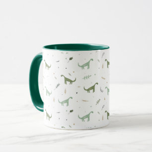 Caneca Padrão de Dinossauro Verde e Bonito