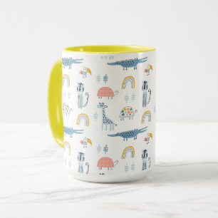 Caneca Padrão de Diversão de Animais de Doodle