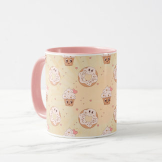 Caneca Padrão de Donuts & Cupcakes Retrô