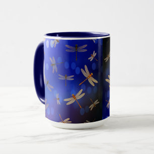 Caneca Padrão de Dragonflies Azuis, Mug de Café