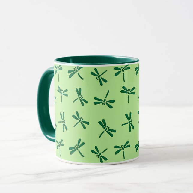 Caneca Padrão de Dragonfly Japonês, Light Jade Green (Frente Esquerda)