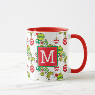 Caneca Padrão de Enfeite do Grinch Adicione Seu Monogra