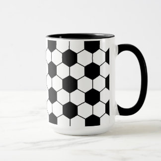 Caneca Padrão de esfera de futebol adaptado Preto Branco