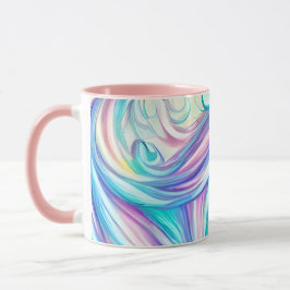 Caneca Padrão de espirais e espirais de ondas azuis