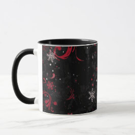 Caneca Padrão de espiral de natal abstrato no preto dramá