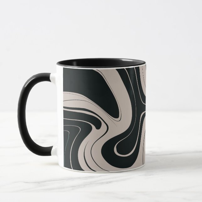Caneca Padrão de espiral preto e Abstrato moderno (Esquerda)