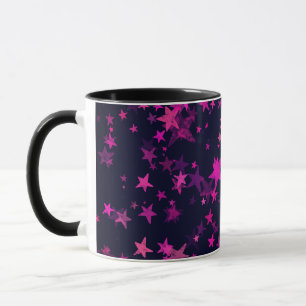 Caneca Padrão de estrela cósmica, rosa e preto