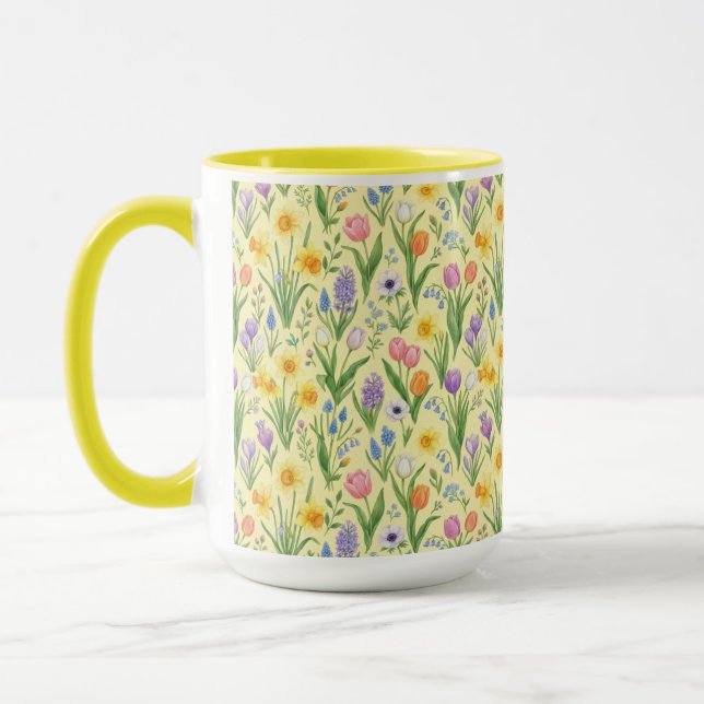Caneca Padrão de Explosão de Flores da Primavera (Esquerda)