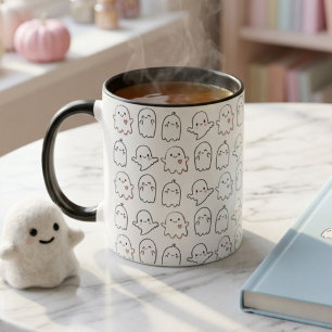 Caneca Padrão de Fantasma Amigável Fofo