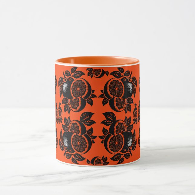 Caneca Padrão de Fatia de Laranja Retro (Centro)