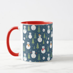 Caneca Padrão de Férias de Gatos de Neve