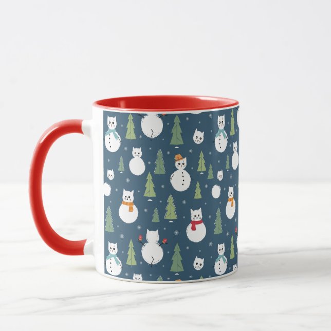 Caneca Padrão de Férias de Gatos de Neve (Esquerda)