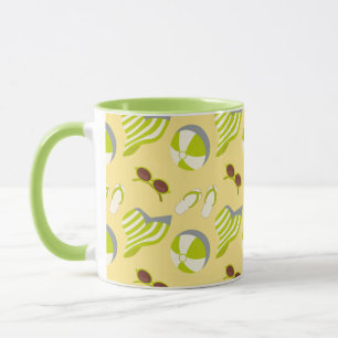 Caneca Padrão de férias em praia com óculos de sol e chap