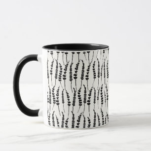 Caneca Padrão de Fern Preto e Branco
