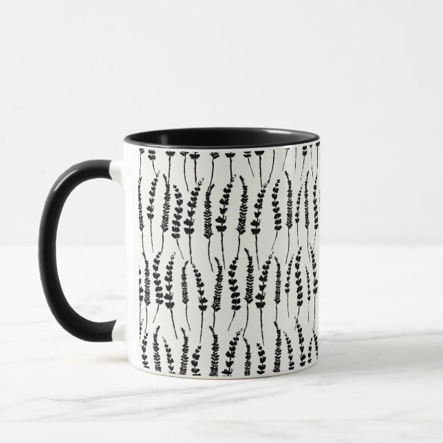 Caneca Padrão de Fern Preto e Branco (Esquerda)