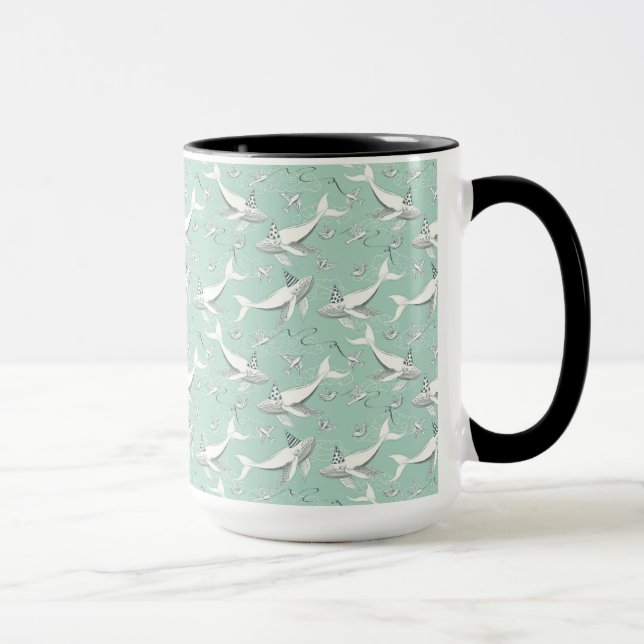 Caneca Padrão de Festa de aniversário de baleia voadora (Direita)