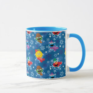 Caneca Padrão de floco de neve de inverno da Rua Sésamo