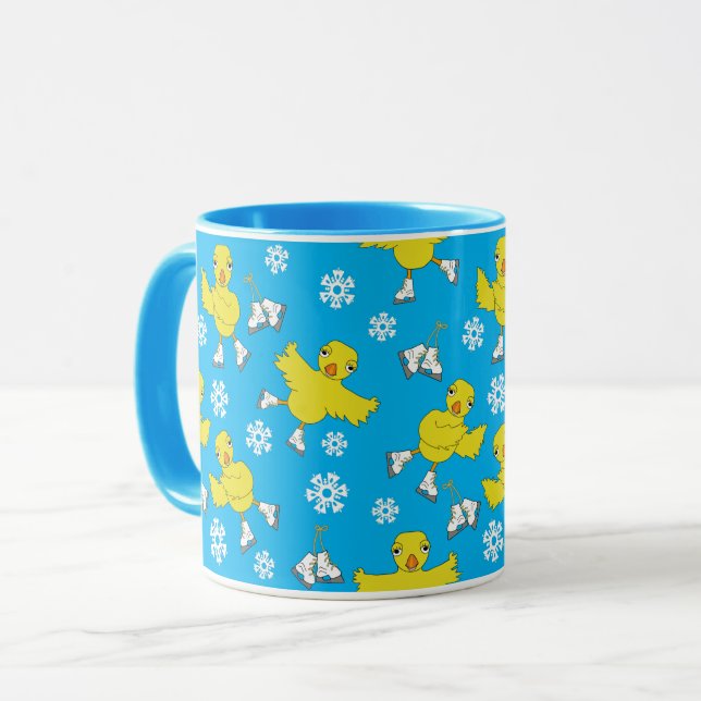 Caneca Padrão de Floco de Neve do Pintinho de Ice Skating (Frente Esquerda)