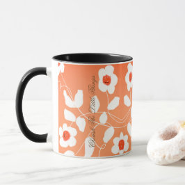 Caneca Padrão de Flor Branco