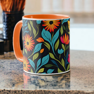 Caneca Padrão de Flor Colorido