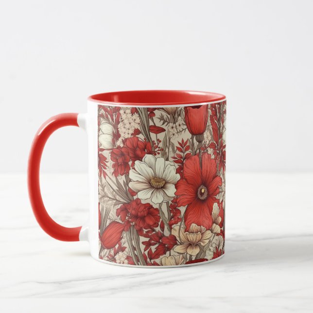 Caneca Padrão de Flor Colorido (Esquerda)