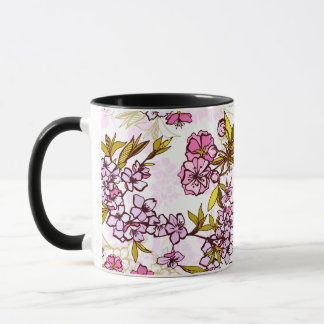 Caneca Padrão de Flor de Cerejeira