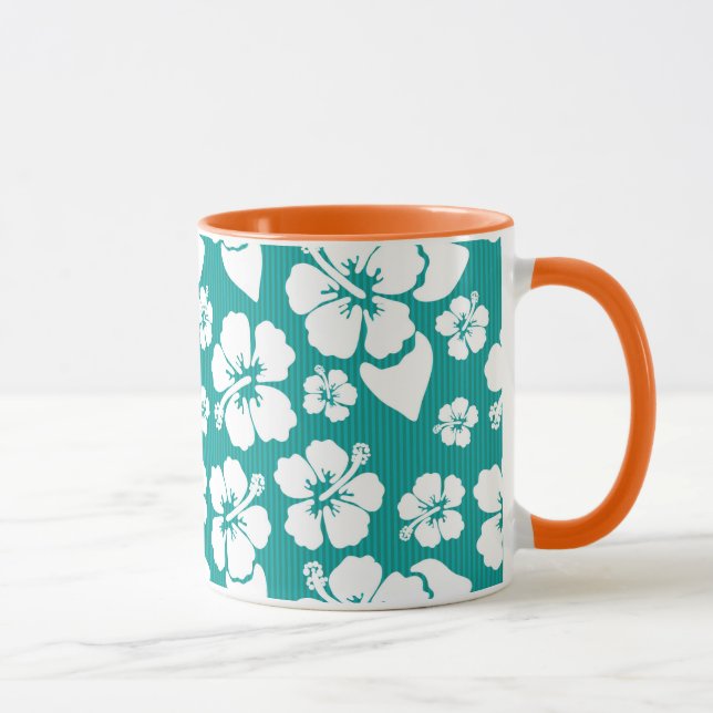 Caneca Padrão de Flor de Hibiscus Havaiano (Direita)