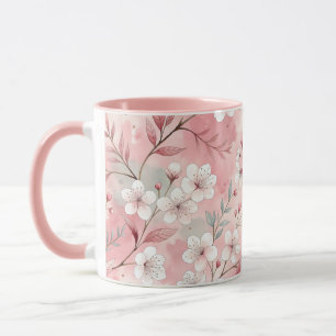 Caneca Padrão de Flor de Sakura Rosa
