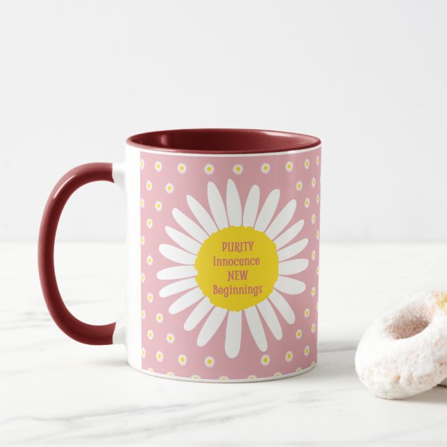 Caneca Padrão de flor margarida - Pureza, citação de inoc (Com Donut)
