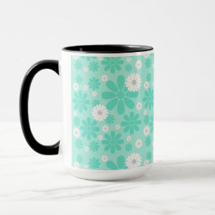 Caneca Padrão de Florais Pastel MINT