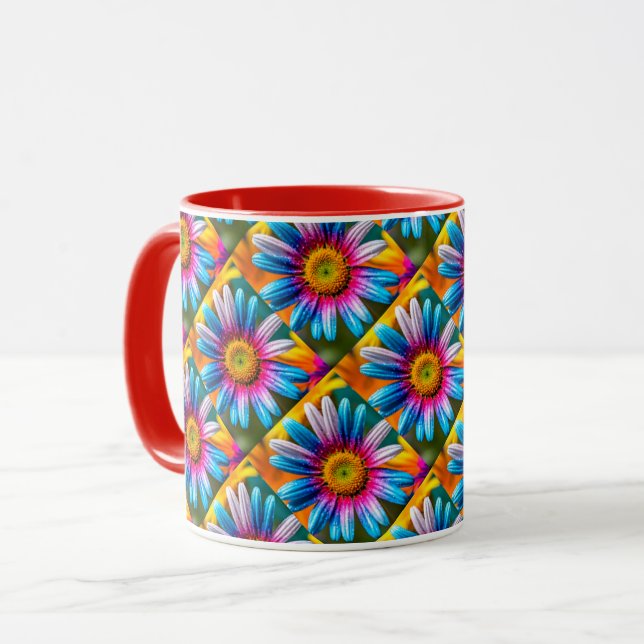 Caneca Padrão de Flores Coloridas Bonitas (Frente Esquerda)