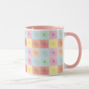 Caneca Padrão de flores coloridas vintage e moderno Anive