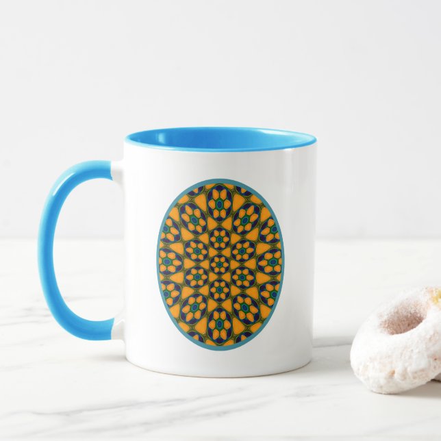 Caneca Padrão de Flores de Abstrato exclusivo (Com Donut)