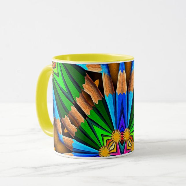 Caneca Padrão de Flores de Abstrato exclusivo (Frente Esquerda)