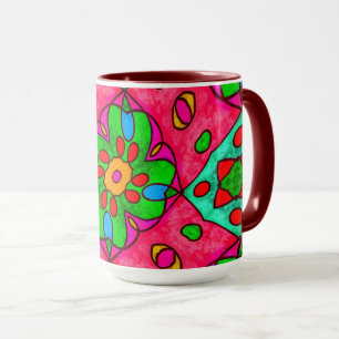 Caneca Padrão de Flores de Abstrato exclusivo