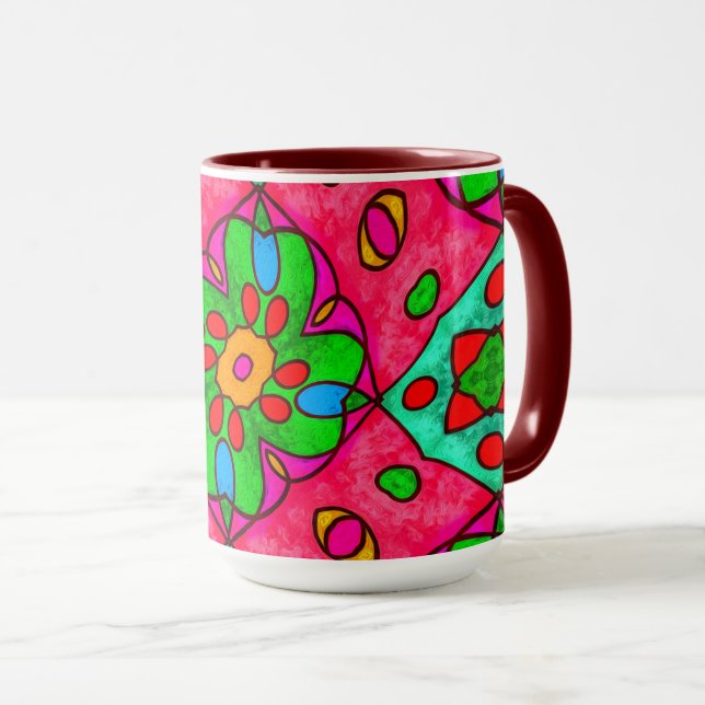 Caneca Padrão de Flores de Abstrato exclusivo (Frente Esquerda)