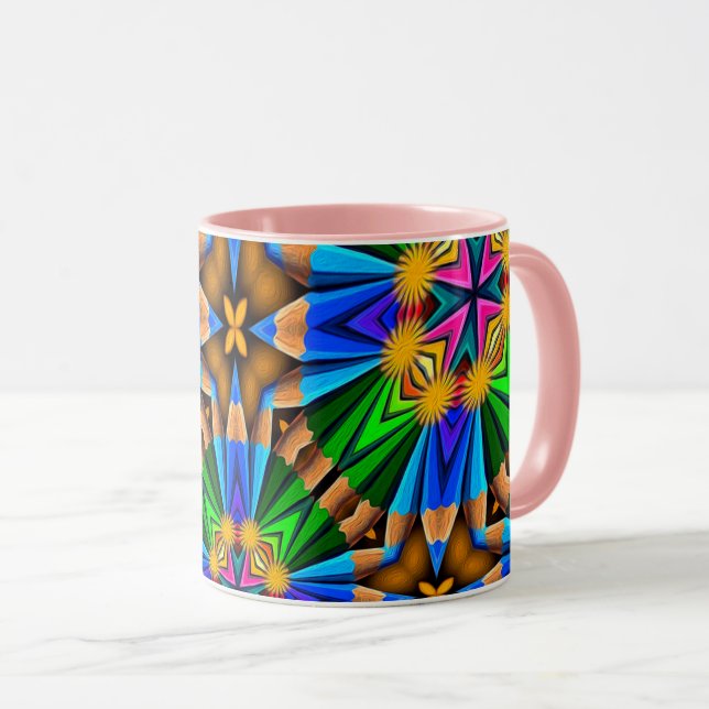 Caneca Padrão de Flores de Abstrato exclusivo (Frente Esquerda)