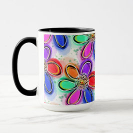 Caneca Padrão de Flores de Aquarela de Artéria Divertida