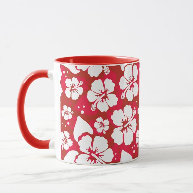 Caneca Padrão de Flores de Hibiscus (Esquerda)