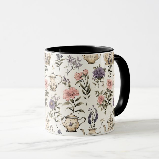 Caneca Padrão de Flores de Jardim de Equipes (Frente Esquerda)
